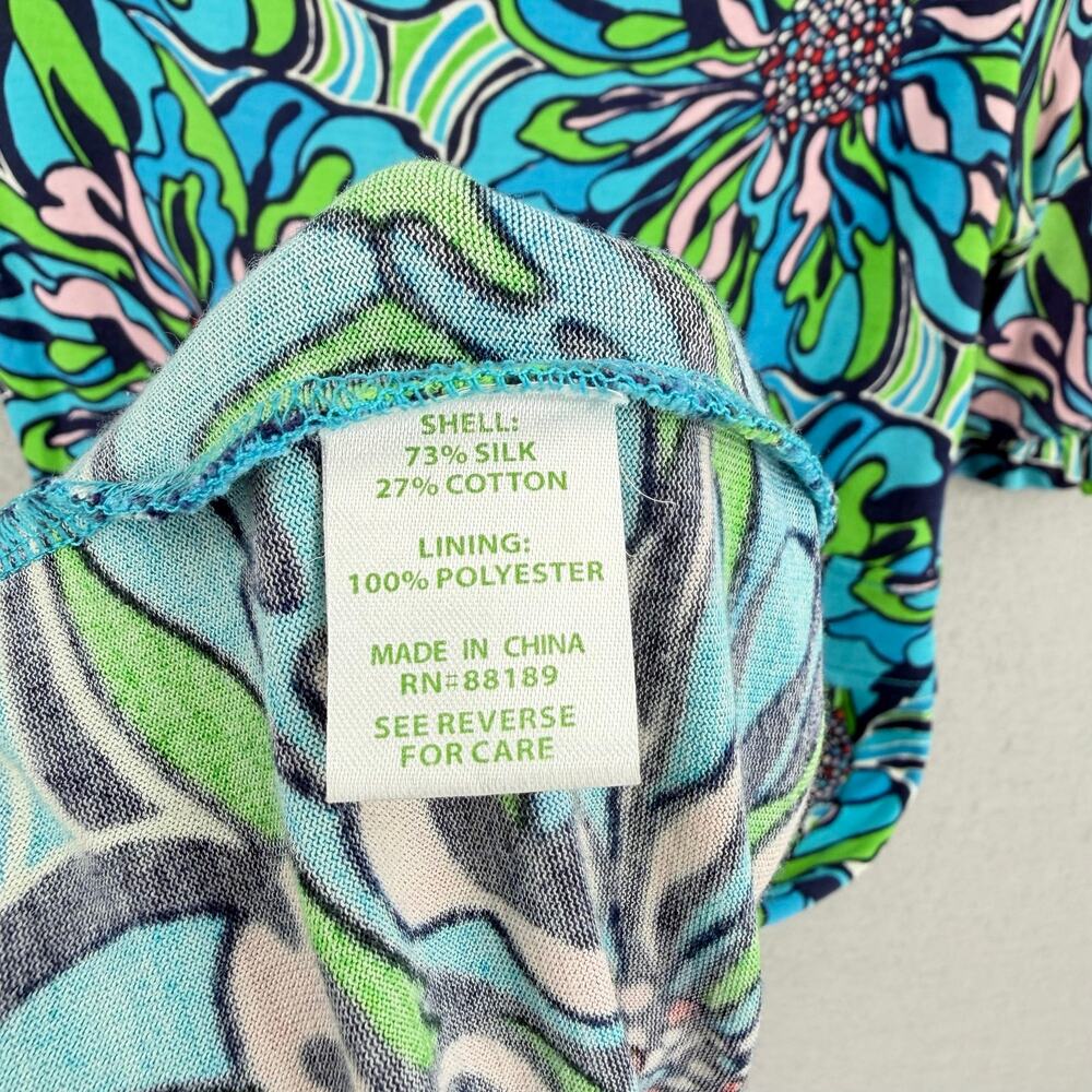 Lilly Pulitzer Blanca Teal Green Rehearsal Print Mermaidcore Floral Preppy Dress - Picture 12 of 13